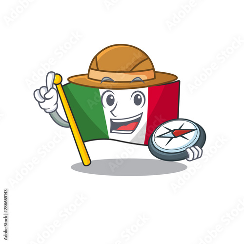 Explorer italy flags isolated wth the cartoon