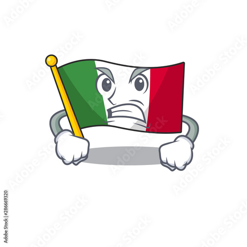 Angry italy flags isolated wth the cartoon