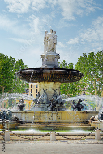fountain “la rotonde” in the city of  aix en provence -france photo
