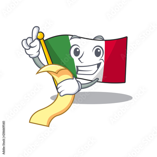 With menu italy flags isolated wth the cartoon