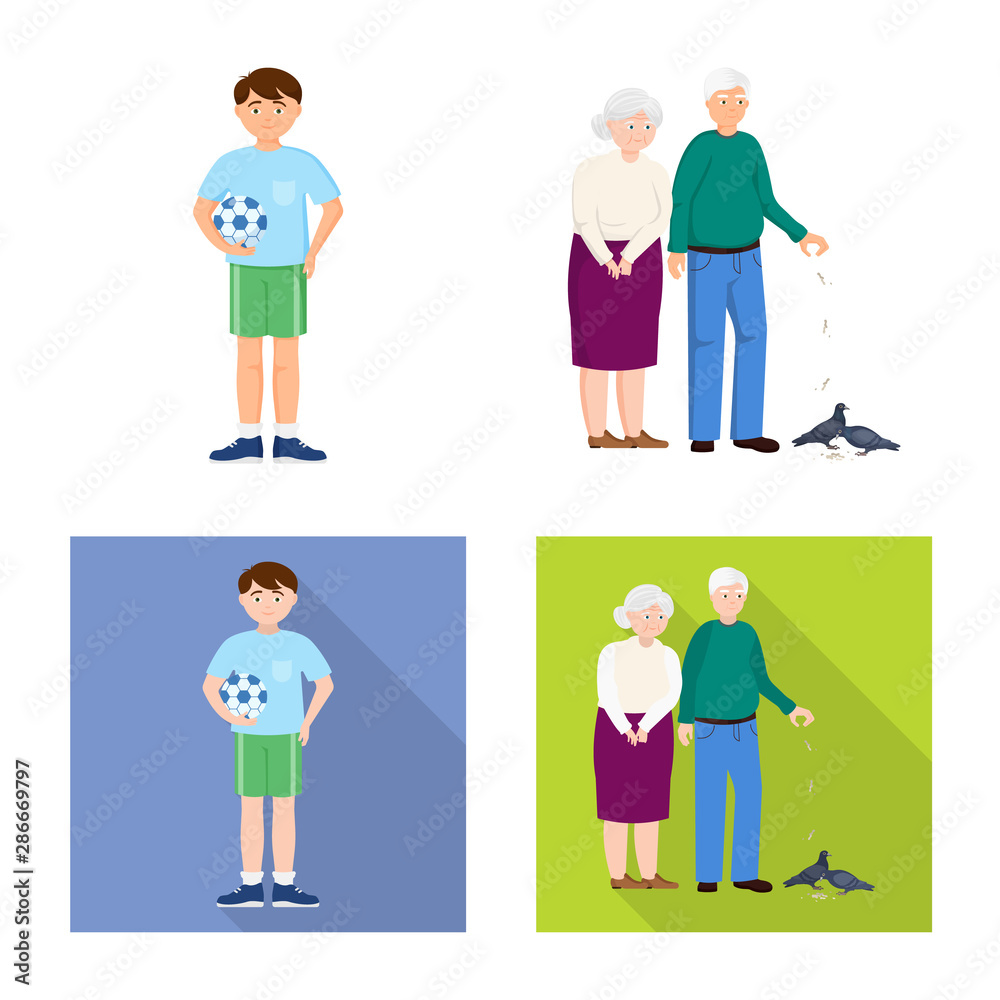 Fototapeta premium Isolated object of character and avatar logo. Collection of character and portrait stock symbol for web.