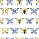 Cute  butterfly pattern with flowers. Vector