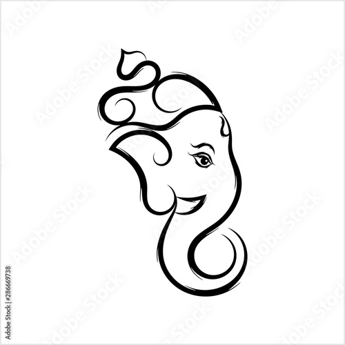 Ganesha The Lord Of Wisdom Calligraphic Style