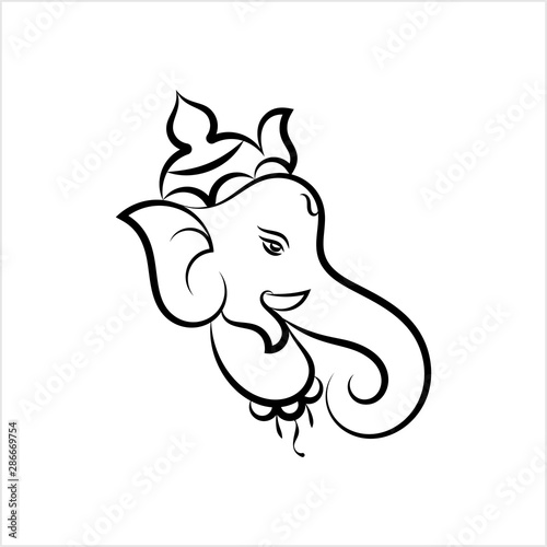 Ganesha The Lord Of Wisdom Calligraphic Style