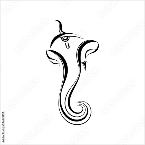 Ganesha The Lord Of Wisdom Calligraphic Style