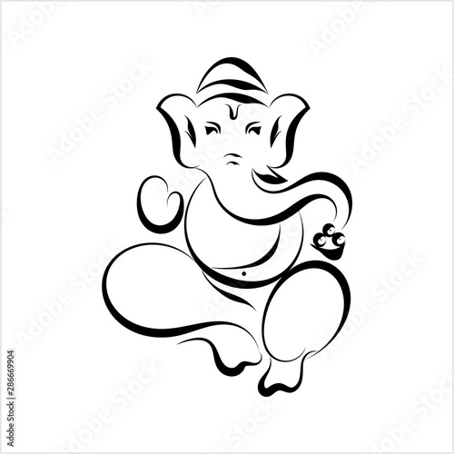 Ganesha The Lord Of Wisdom Calligraphic Style