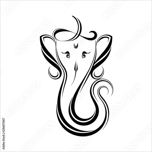 Ganesha The Lord Of Wisdom Calligraphic Style