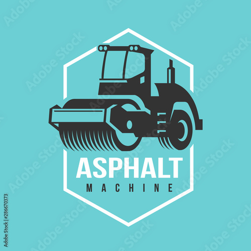 Asphalt Paving roller Machine vector logo