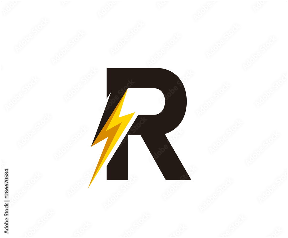 Thunder R Letter icon, flash R logo icon Stock Vector | Adobe Stock