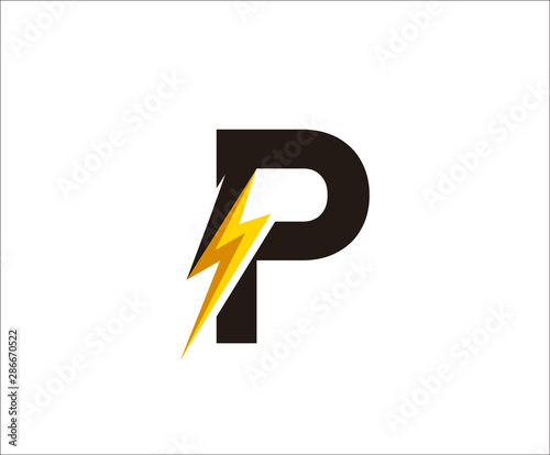 Thunder P Letter icon,  flash P logo icon