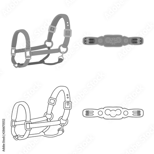 Isolated object of equipment and riding logo. Collection of equipment and competition stock symbol for web.