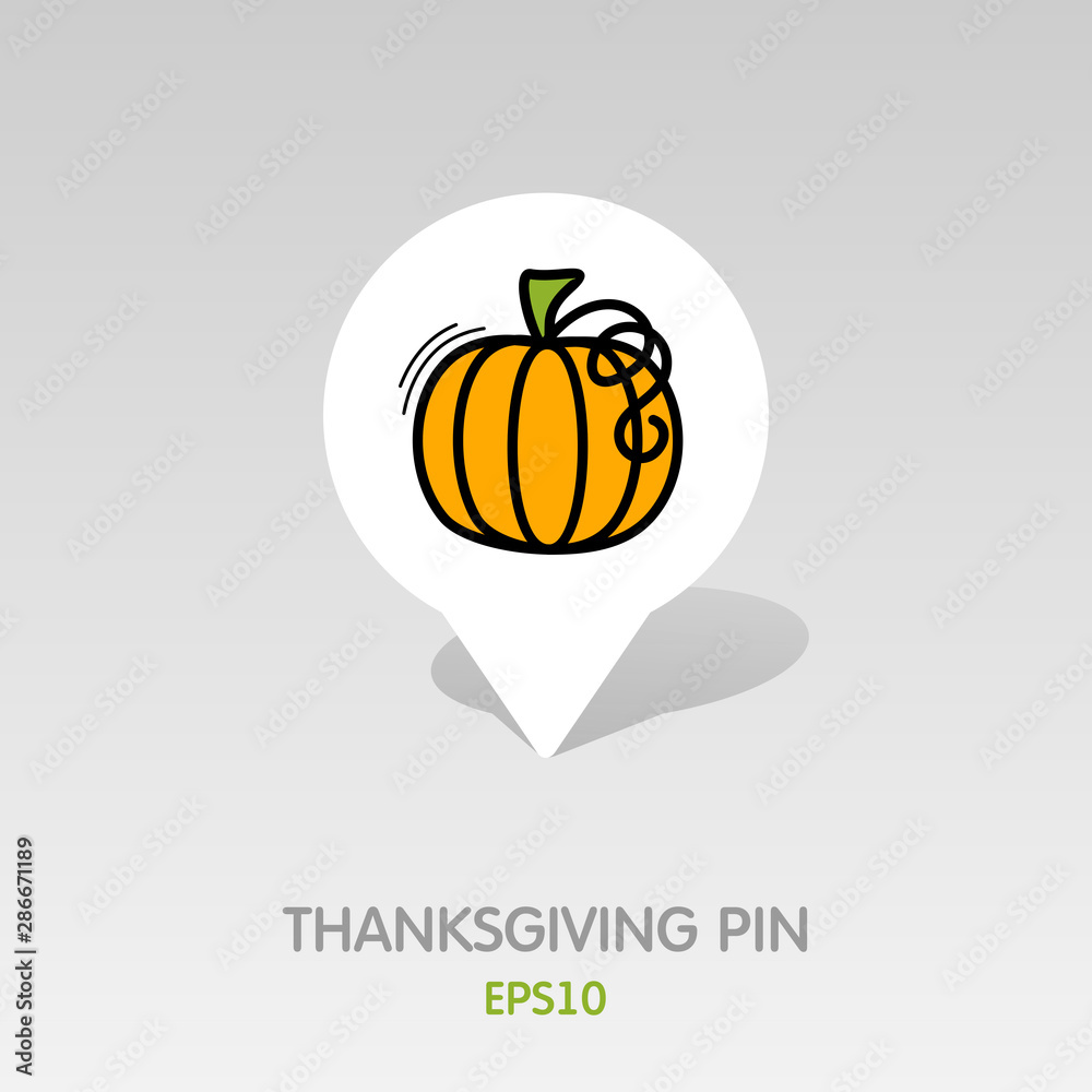 Pumpkin pin map icon. Harvest. Thanksgiving vector Pumpkin pin map icon. Harvest. Thanksgiving vector