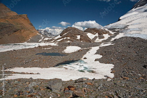 Panoramic view of the Bocchetta d'Aurona and the glacial lake, between Monte Leone and Punta Terrarossa. photo