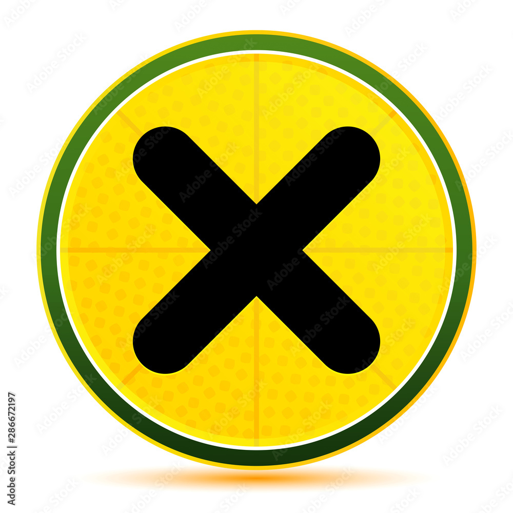 Obraz premium Cross icon lemon lime yellow round button illustration