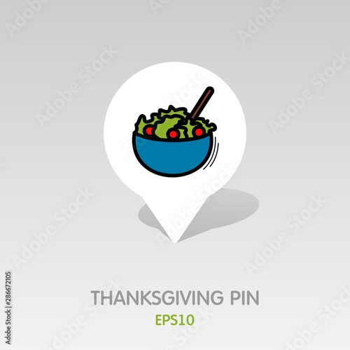 Salad bowl pin map icon. Harvest. Thanksgiving