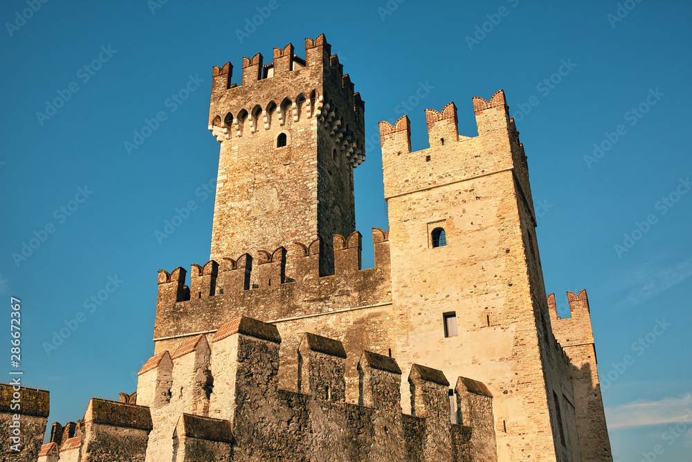 Towers of Scaliger castle in Sirmione on Lake Garda