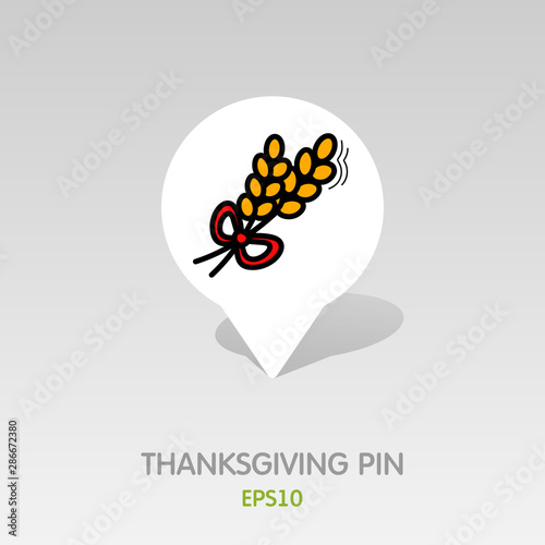 Spikelets wheat pin map icon. Harvest