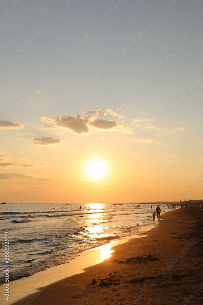 Fototapeta premium Sunset ocean horizon sky clouds sunset landscape.Antalya /Turkey