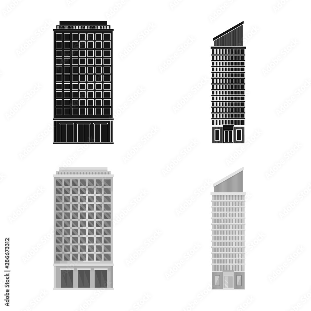 Vector design of municipal and center symbol. Set of municipal and estate stock vector illustration.