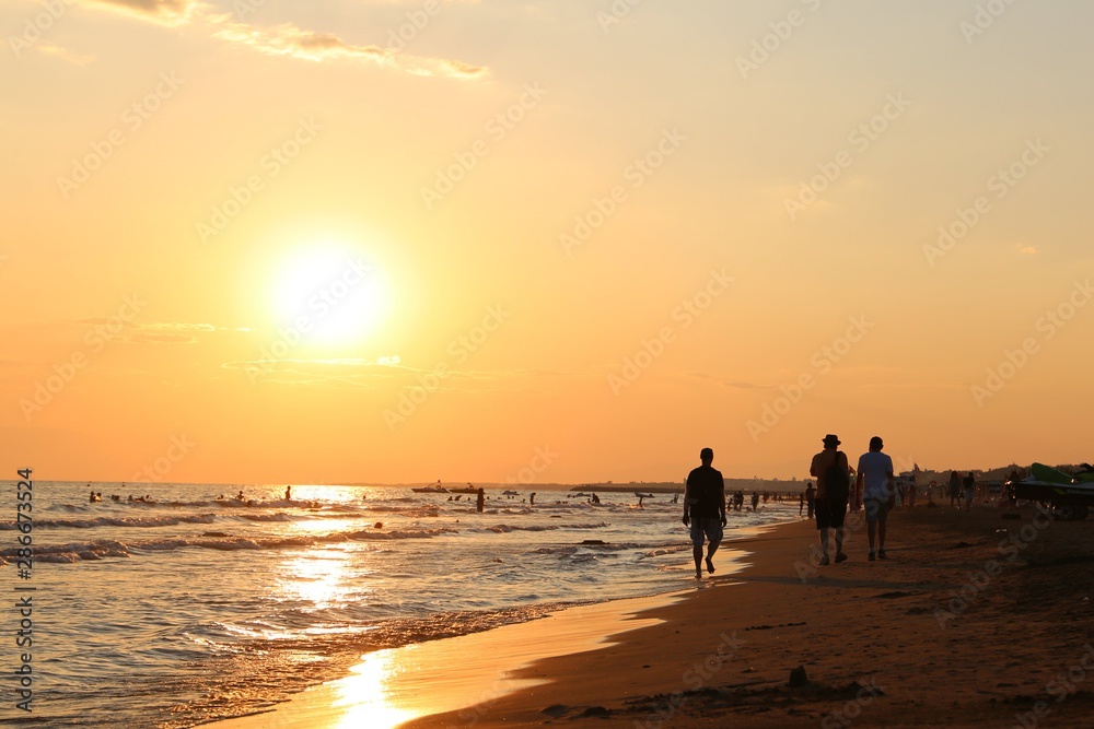 Sunset ocean horizon sky clouds sunset landscape.Antalya /Turkey