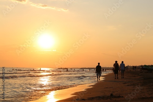 Sunset ocean horizon sky clouds sunset landscape.Antalya /Turkey