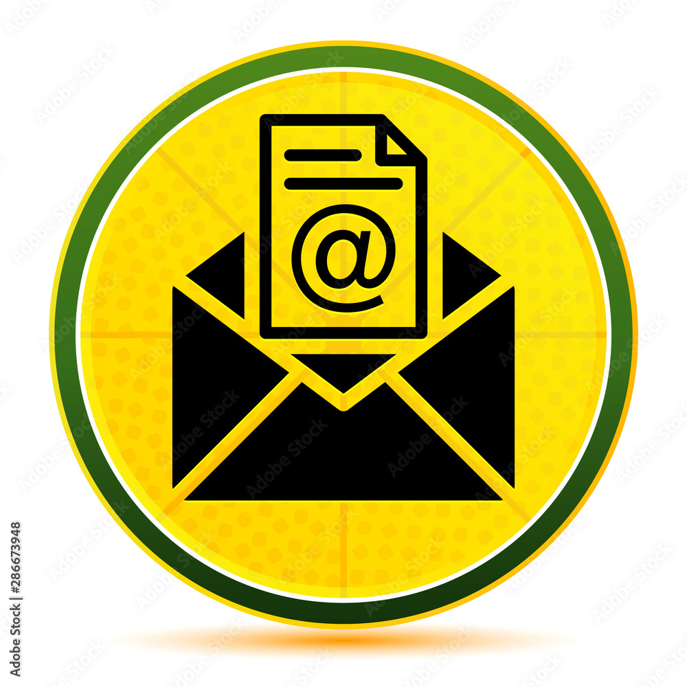 Newsletter email icon lemon lime yellow round button illustration Newsletter email icon lemon lime yellow round button illustration