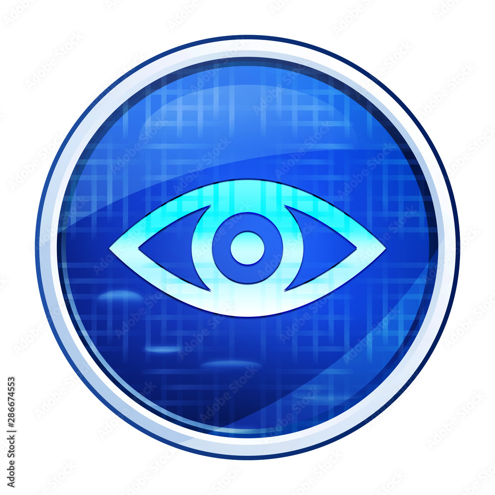 Eye icon futuristic blue round button vector illustration