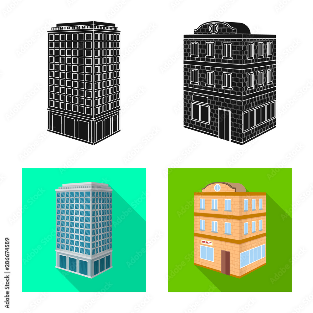 Isolated object of construction and building symbol. Set of construction and estate stock vector illustration.