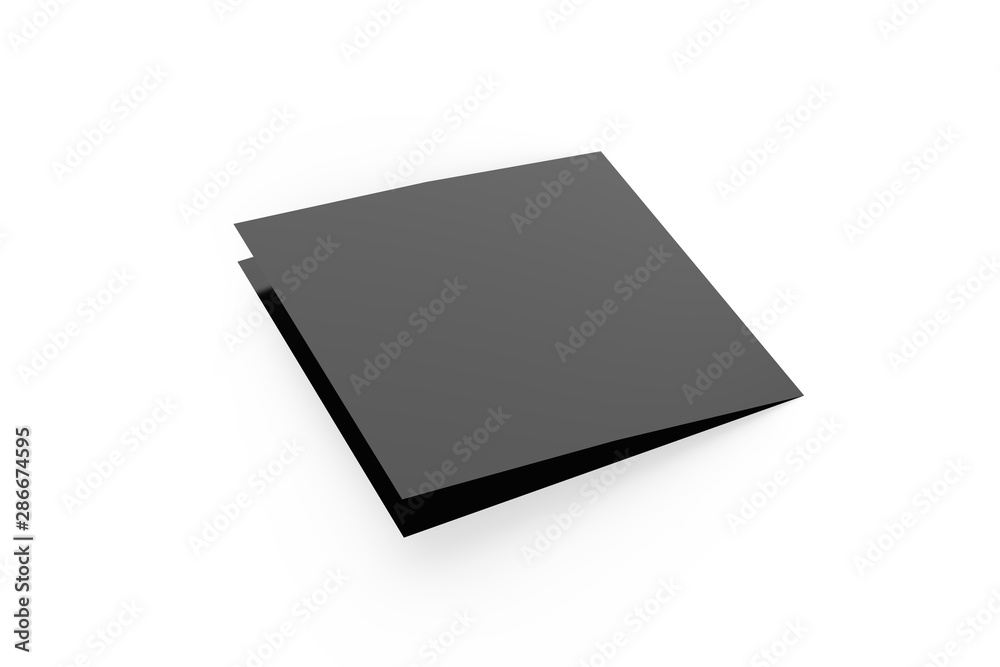 Two fold - bifold square brochure mock up on isolated white background, 3d illustration Two fold - bifold square brochure mock up on isolated white background, 3d illustration