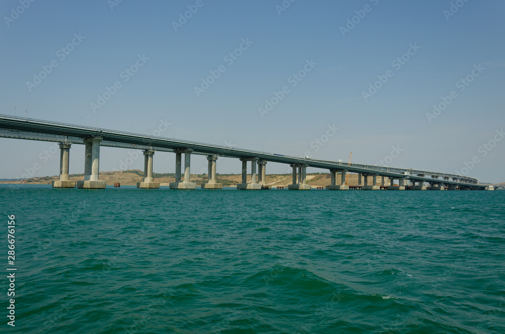 Bridge between Russia and Ukraine.Bridge over the Kerch Strait.