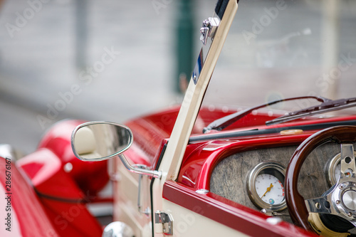 Retro car, retro torpedo car, vintage steering wheel, speedometer фототапет