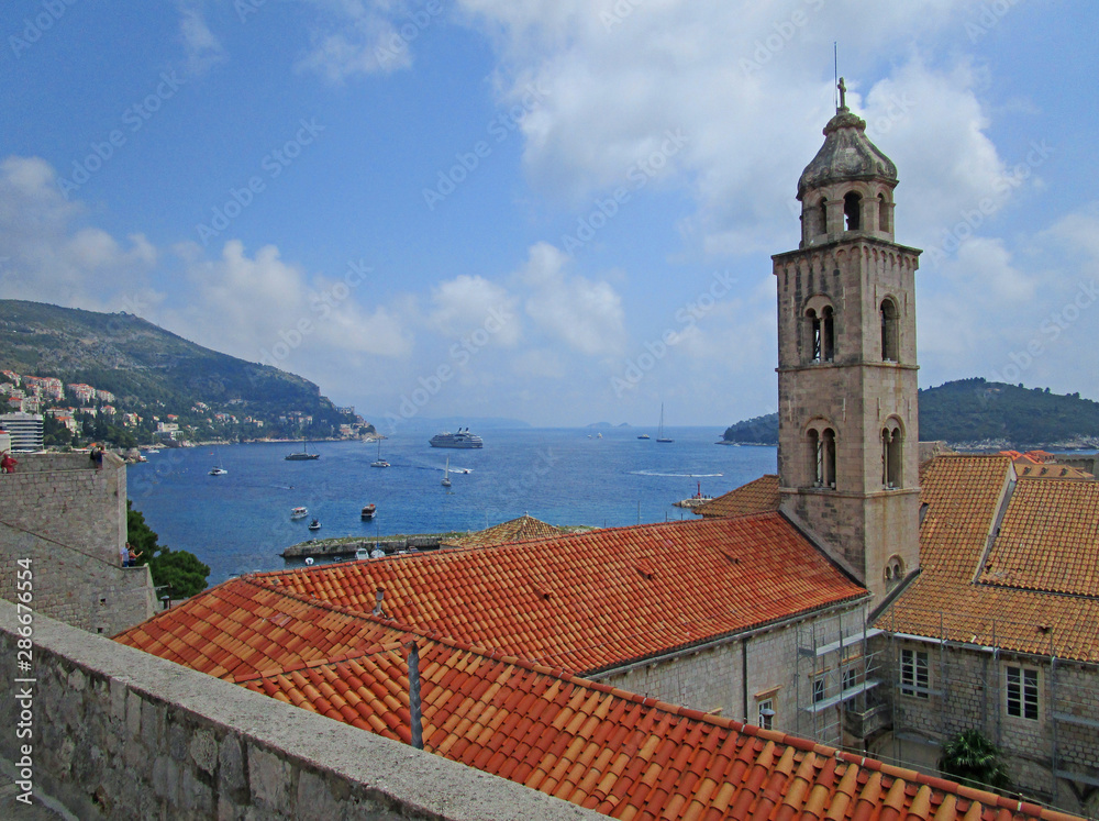 Aerial view of old city Dubrovnik in a summer day, Croatia