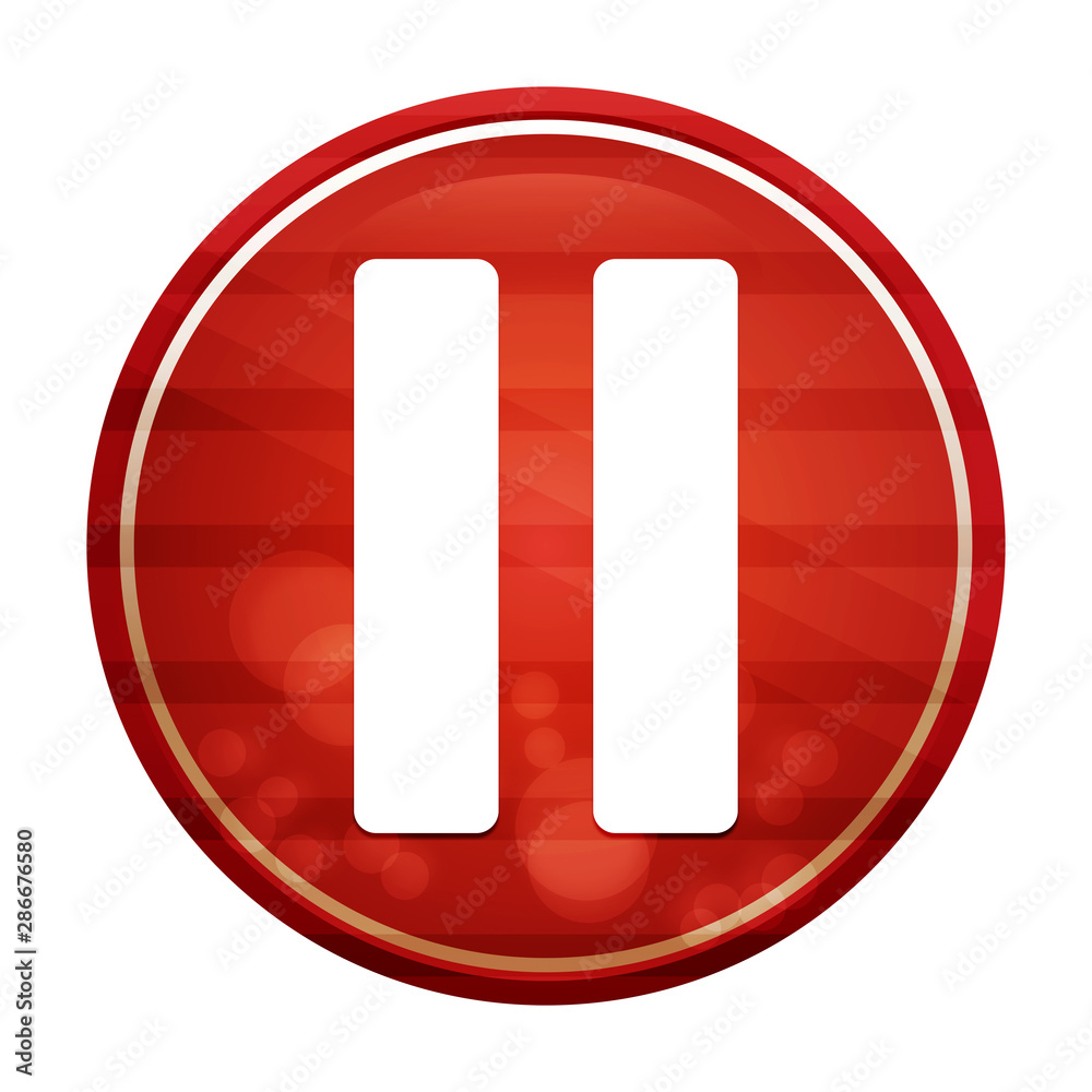 Pause icon realistic diagonal motion red round button illustration Pause icon realistic diagonal motion red round button illustration
