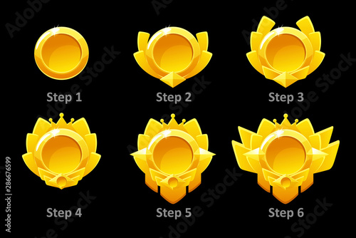 Awards medals for Gui Game. Vector golden template award in different versions. Objects on a separate layer.