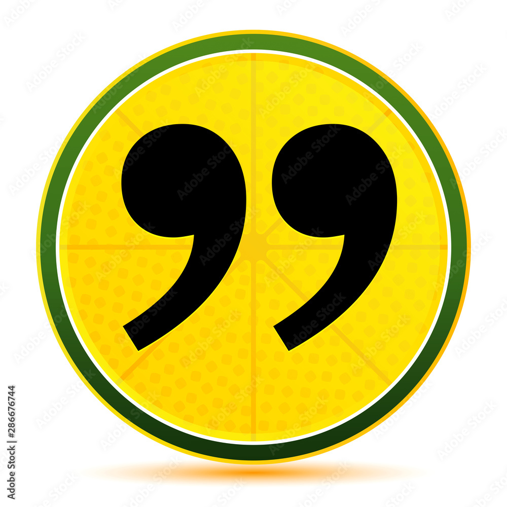 Quote icon lemon lime yellow round button illustration Quote icon lemon lime yellow round button illustration