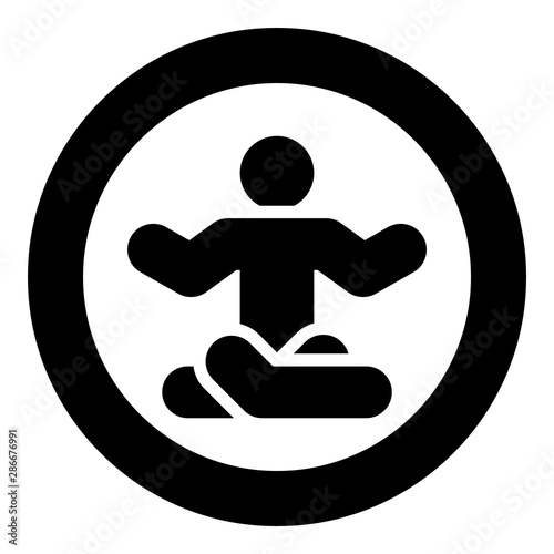 Man in yoga pose icon in circle round black color vector illustration flat style image