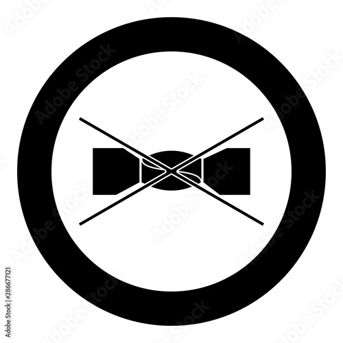 Manual spinning prohibited Clothes care symbols Washing concept Laundry sign icon in circle round black color vector illustration flat style image