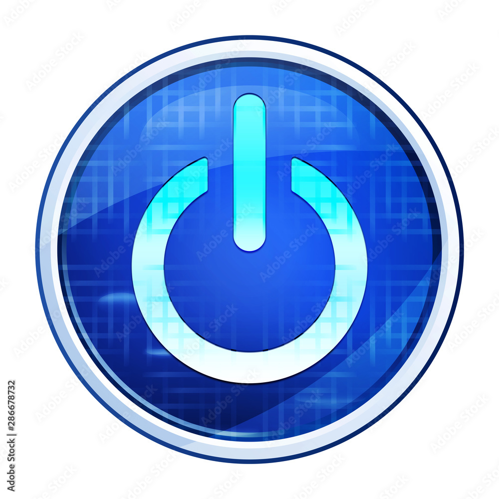 Power icon futuristic blue round button vector illustration Power icon futuristic blue round button vector illustration