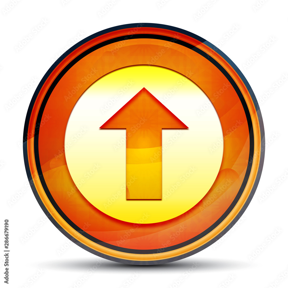 Upload icon shiny bright orange round button illustration Upload icon shiny bright orange round button illustration