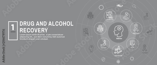 Drug and Alcohol Dependency Icon Set & Web Header Banner