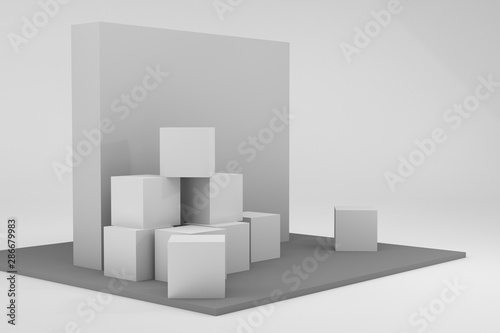 Wall Backdrop With Lots Of Cubes. 3D render