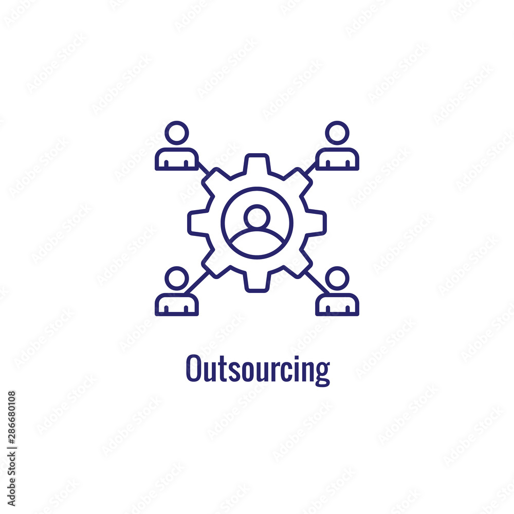 In-Company and Outsource Icon with freelancing or hiring imagery In-Company and Outsource Icon with freelancing or hiring imagery