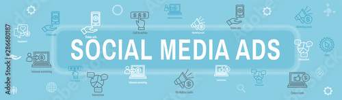 Social Media Ads Icon Set and Web Header Banner