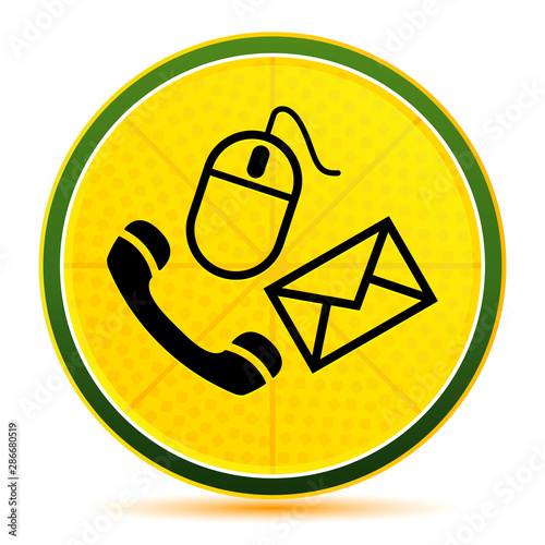 Contact icon lemon lime yellow round button illustration