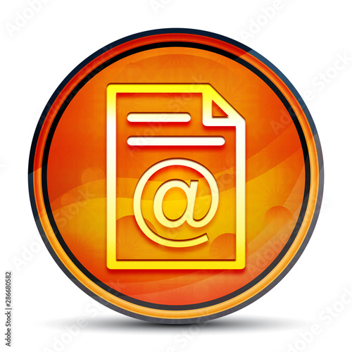 Email address page icon shiny bright orange round button illustration