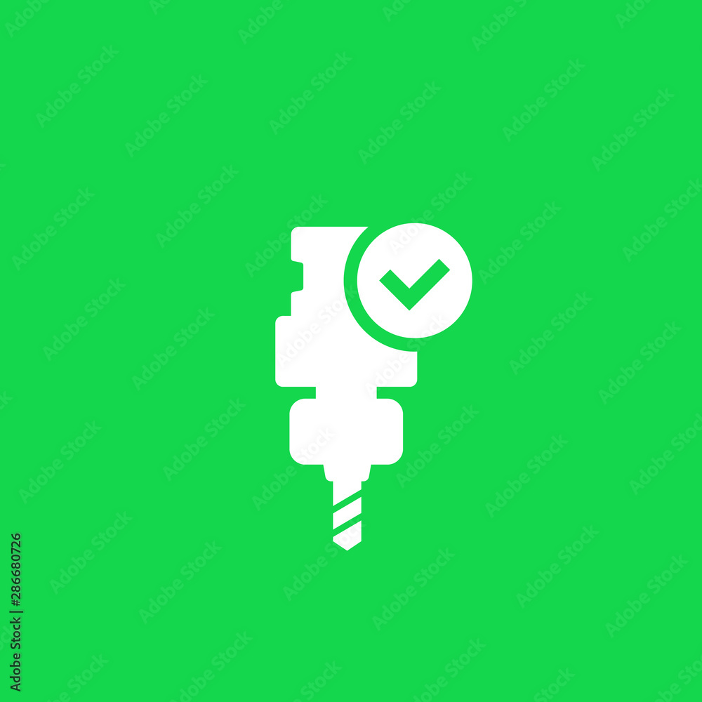 CNC machine service vector icon with check mark CNC machine service vector icon with check mark