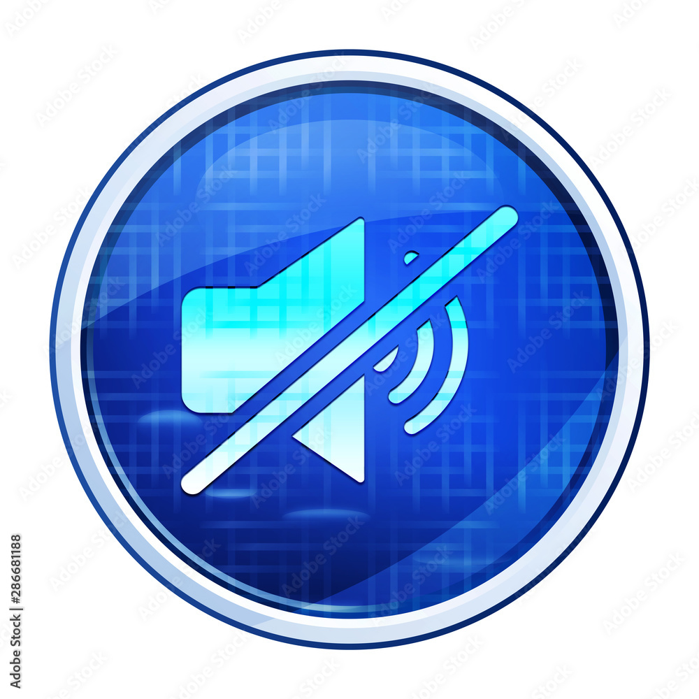 Mute speaker icon futuristic blue round button vector illustration Mute speaker icon futuristic blue round button vector illustration