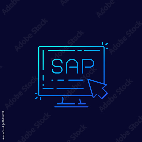 SAP, business planning software icon, linear design