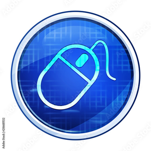 Mouse icon futuristic blue round button vector illustration