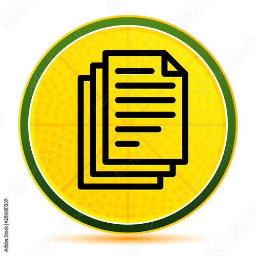 Page documents icon lemon lime yellow round button illustration